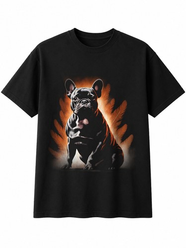 French bulldog with - with, feathers