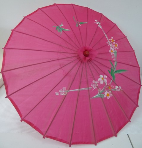 Vintage pink bamboo parasol - pink,