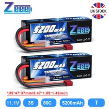 2x Zeee 3S LiPo Battery T Plug 11.1V 5200mAh 80C Hardcase for RC Car Airplane