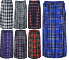 LADIES WOMENS TARTAN PLEATED