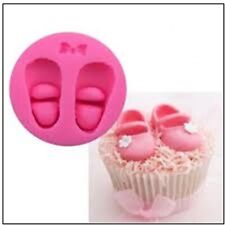 Silicone Girls New Baby Pair Shoes & Bow Mould Icing Shower Christening Cake BG