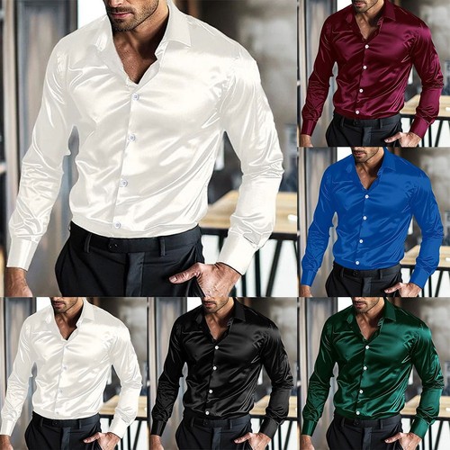 Stylish mens satin silk casual - stylish,