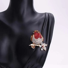 Joe Browns Inspired Red Robin Bejeweled Brooch - Gift Boxed