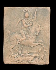 Saint George and the Dragon terracotta to hang or wall 13x10 Studio d'Arte Via