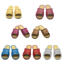 Womens Ladies Faux Leather Slippers Slip On Shoes Size 3 4 5 6 7 8 Mules Sandals