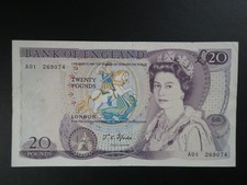 SCARCE 1970 FIRST RUN A01 PREFIX (GB/ENGLAND) FFORDE £20 BANKNOTE ORIGINAL VF