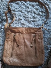 River Island Leather Crossbody Bag. Vintage Tan Soft Leather. 