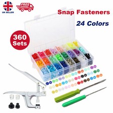 360pcs 24 Colours T5 Plastic Buttons Stubs Fastener KAM Snaps Snap Pliers