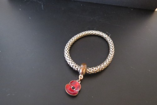 Red poppy charm snake chain - poppy,