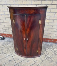 Antique Georgian III Mahogany Hanging Bow-Front Corner Cabinet