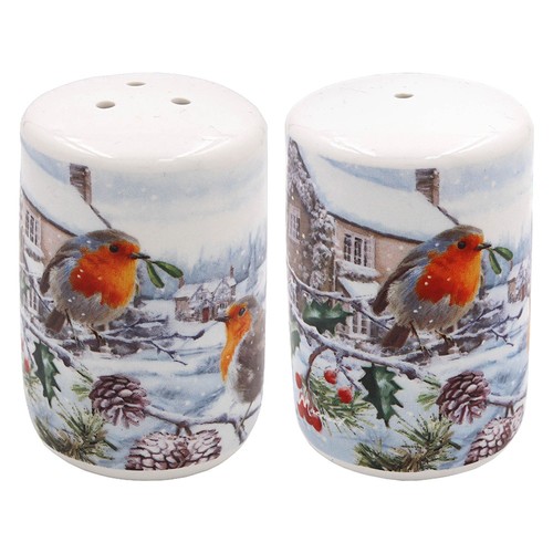 Christmas robins ceramic - ceramic, salt