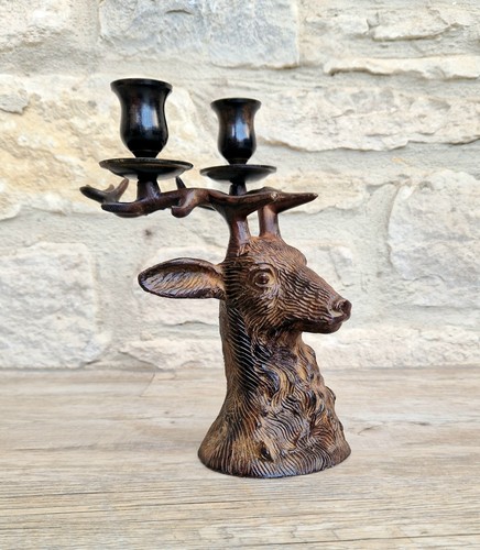 Heavy bronze stag head bust - bronze,