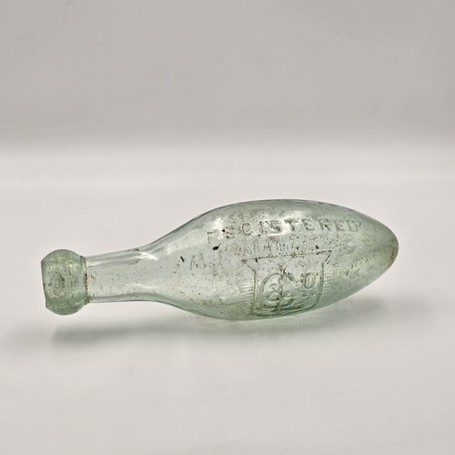 Antique glass torpedo bottle - glass,