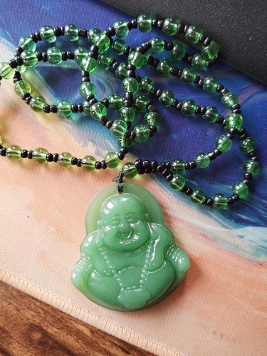 Green jade necklace maitreya - green,