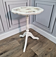 Retro Vintage Distressed Decoupage Shabby Chic Side Wine Table Turned Pedestal
