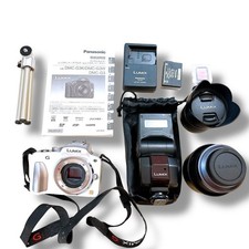 Panasonic LUMIX DMC G3 White Bundle 14 42mm 45 200mm DMW FL360 Flash