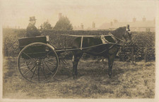 MAN IN TOP HAT, HORSE & CART -