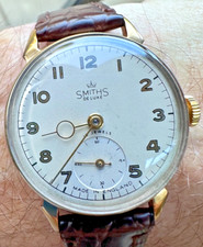 STUNNING VINTAGE SMITHS DELUXE 15 JEWEL HORNED LUG MANUAL WIND WATCH - SERVICED