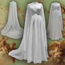 Vintage 1970s Medieval Revival Cloak Train Ballgown Wedding Dress Fits 10-12