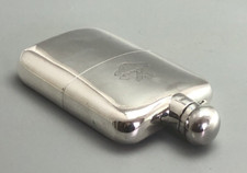 Large Crested Silver Hip Flask