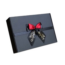 MERRY CHRISTMAS SMALL SIZE black cardboard paper GIFT BOX + hamper filling