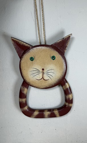Folk art wooden cat - folk, hanging