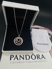 Genuine Pandora S925 ALE TWO TONE CIRCLES PENDANT NECKLACE STERLING SILVER 45cm
