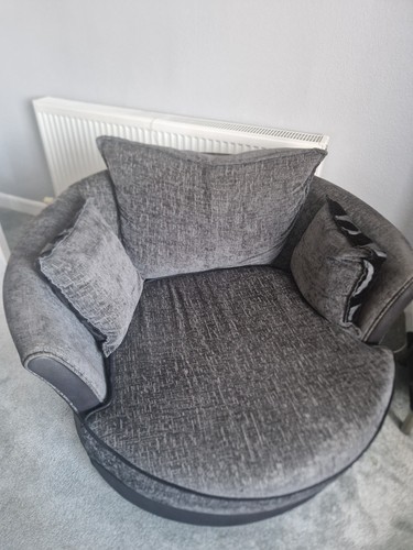 Grey fabric sofa 242cm - sofa,, x