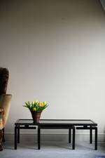 Pierre Vandel Black Glass Coffee Tables Nesting Side Table