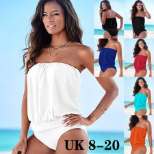 Women Swimsuit Strapless Bandeau Tops Swimwear Tankini Beach Bikinis Bathing Set