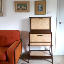 Vintage Mid Century 1950s Formica Cocktail Cabinet. Retro Boho 1960s Tiki Bar.