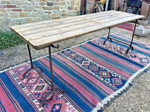 Antique trestle table - table, 8