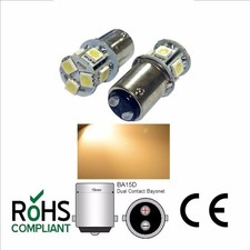 2x 24 VOLT WARM WHITE LED BULBS GLB150 BA15D 5W POSITIVE & NEGATIVE EARTH 24V