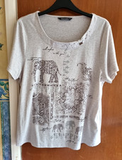 Women's Ladies Size XL Beige Short Sleeved Casual T Shirt Bon Marche