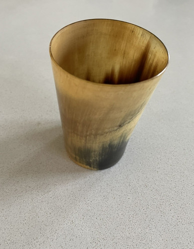 Antique horn beaker - beaker, dice
