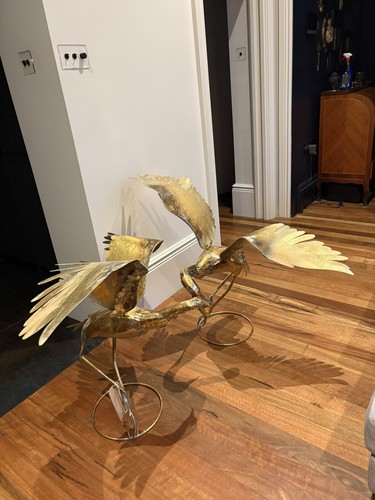 Pair metal gilt crane - gilt,
