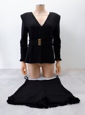 Francesca Couture Womens 2 Piece Outfit Set Size 8-10 Black Top And Shorts VGC