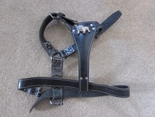 Black Leather Dog Harness Large with English Bulldog Badge