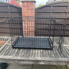 Pets At Home Single Door Folding Dog Crate Grey/Black - Small