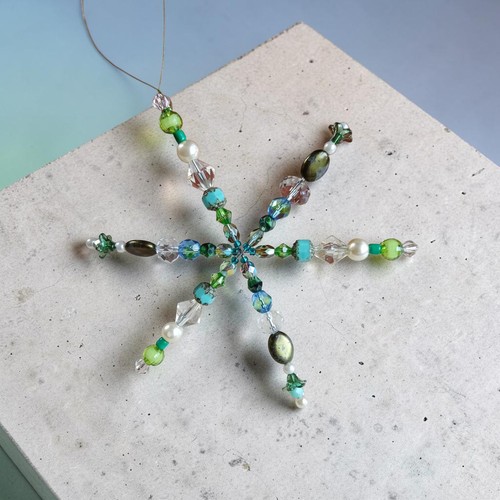 Hand made beaded snowflake - hand-made,