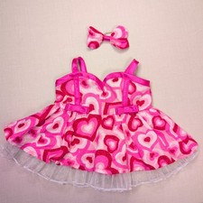 Build-A-Bear Pink Heart Valentine’s Day Dress Outfit with Matching Bow