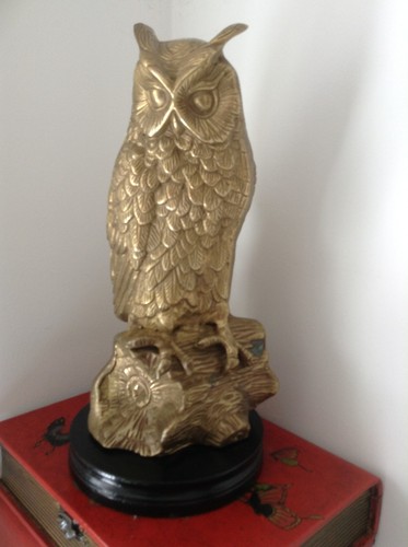 Bronze brass owl figurine - or,