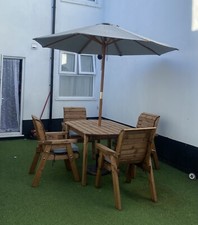 Family Size Wooden garden furniture table and chairs With Umbrella