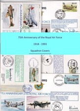 1993 RAF 75th Anniversary Flown Squadron Covers FDC Cancelled Various Countries