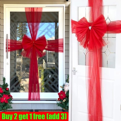 Christmas door bow window - door,