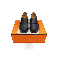 Hermes black leather shoes for - black,