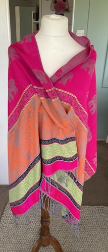 Bright pink elephant - pink, pashmina