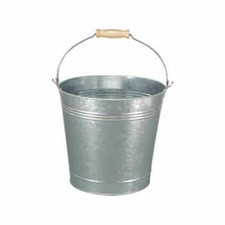 2X12LTR TRADITIONAL GALVANISED STRONG STEEL METAL  BUCKET WITH WOODEN HANDLE