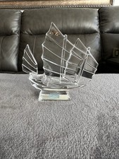 Vintage Sail Boat Art Glass J