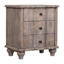 Vintage Curved Nightstand 3 drawers elegant french Country Solid Wood Handmade